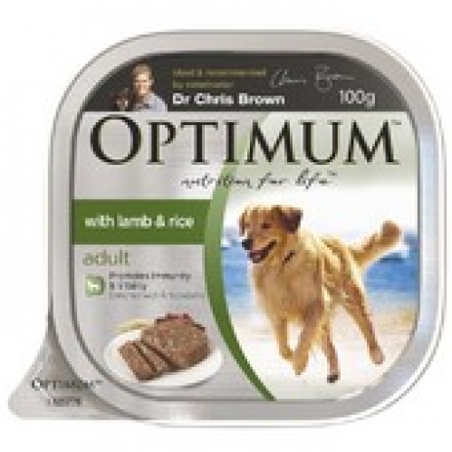 Optimum Lamb & Rice Adult Dog Food Tray 100g