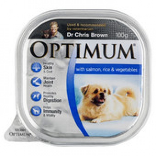 Optimum Salmon Rice & Vegetables Dog Food Tray 100g