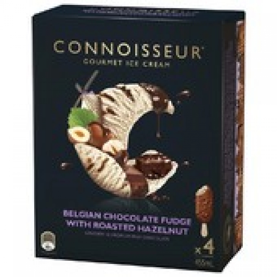 Peters Connoisseur Belgian Chocolate & Hazelnut Ice Cream 4 pack 456mL