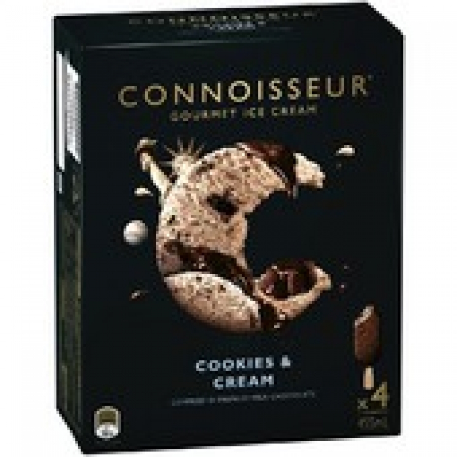 Peters Connoisseur Cookies & Cream Ice Cream 4 pack 455mL