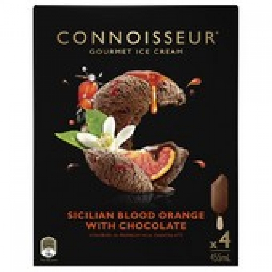 Peters Connoisseur Sicilian Blood Orange & Chocolate Ice Cream 4 pack 455mL