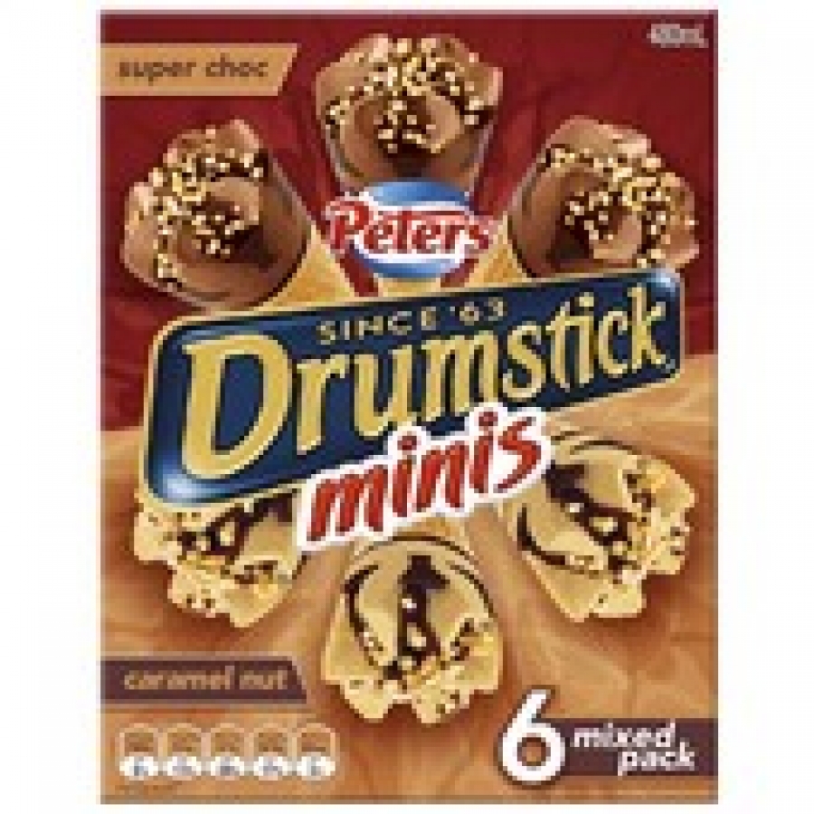 Peters Mini Drumstick Super Choc & Caramel Nut 6 pack 480mL