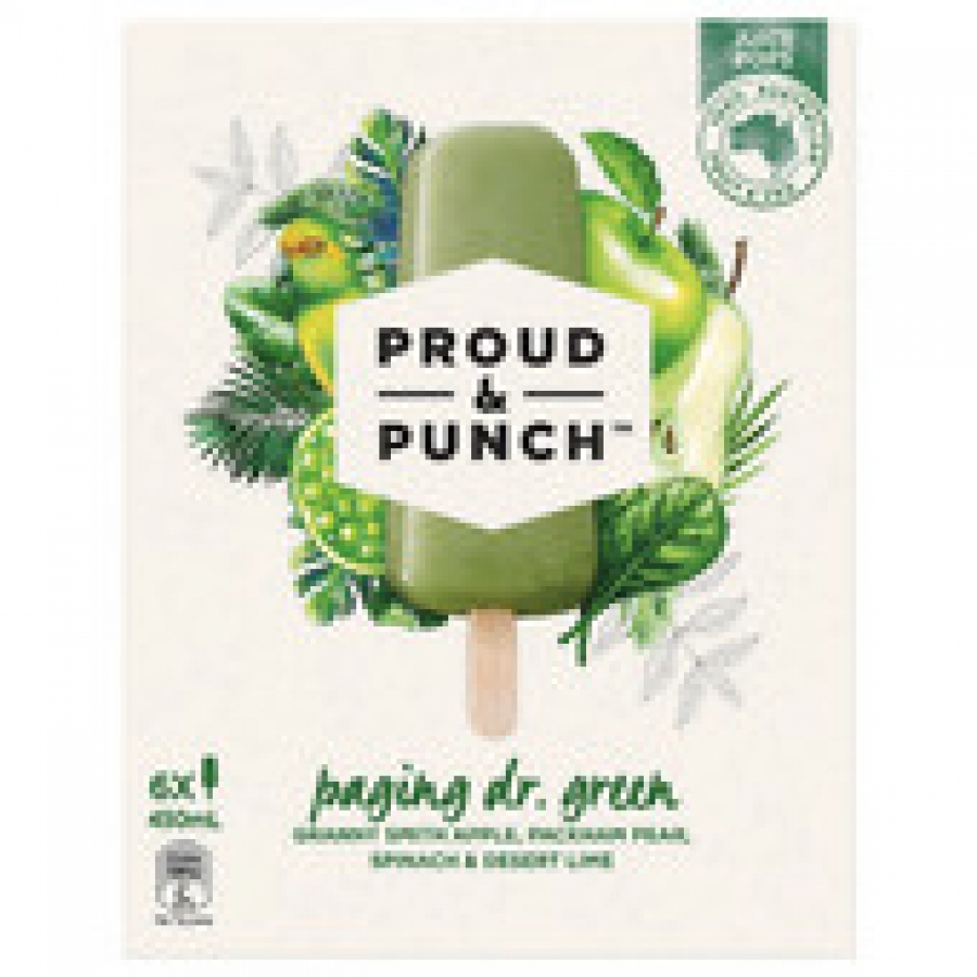 Peters Proud & Punch Paging Dr Green Frozen Juice Sticks 6 pack 450mL