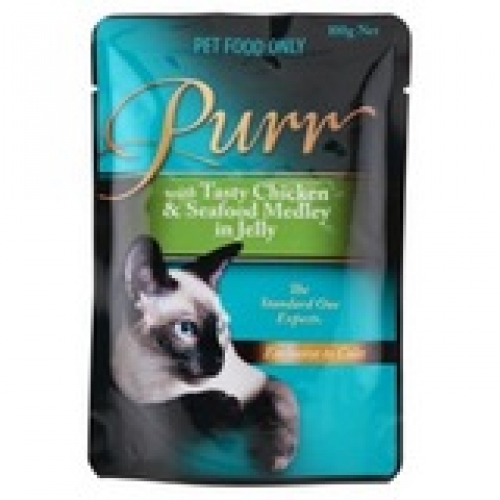 Purr Chicken Seafood Medley Pouch Cat Food 100g