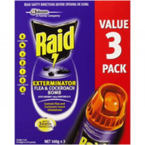 Raid Flea & Cockroach Control Bombs 3pk 160g