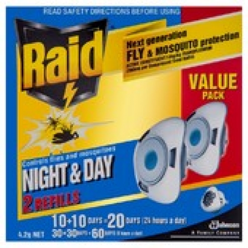 Raid Night & Day Fly & Mosquito Protection Insect Repellant Refill 2 pack