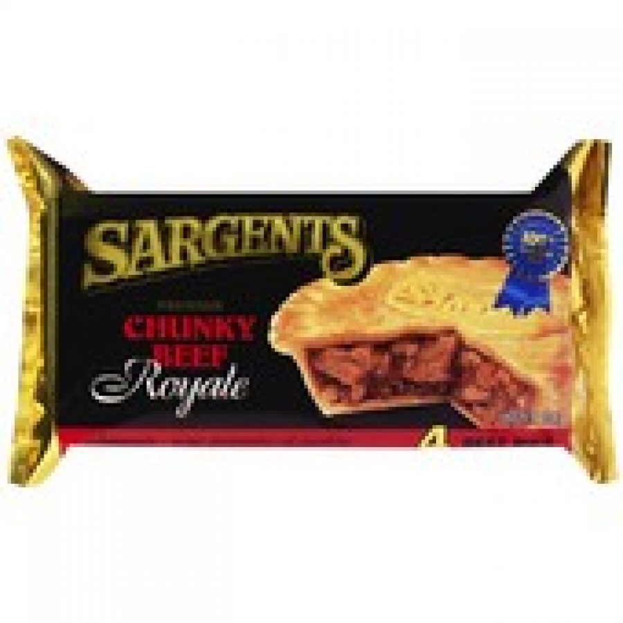 Sargents Chunky Beef Royale Frozen Pie 4 pack 700g