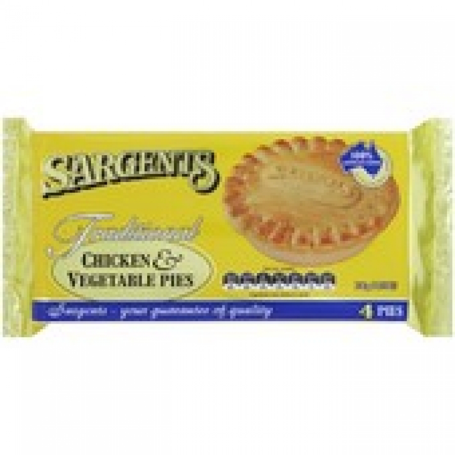 Sargents Traditional Chicken & Vegetable Frozen Pie 4 pack 700g