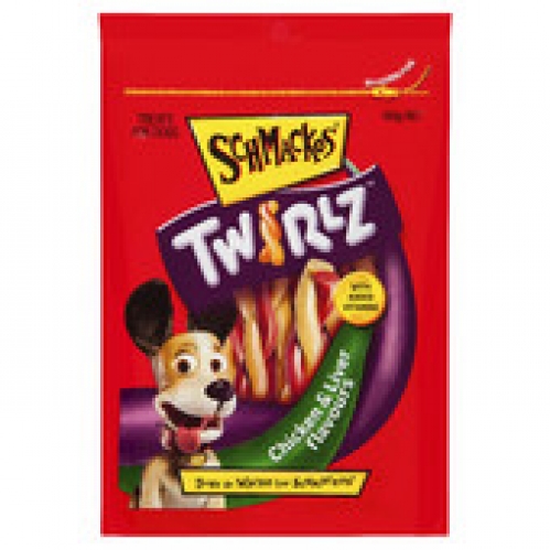 Schmackos Twirlz Chicken Liver Dog Treat 180g