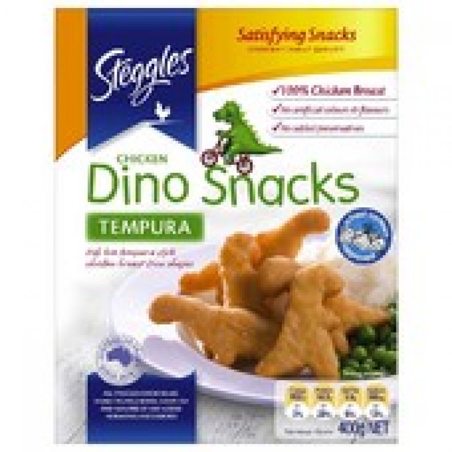 Steggles Frozen Chicken Tempura Dino Snacks 400g