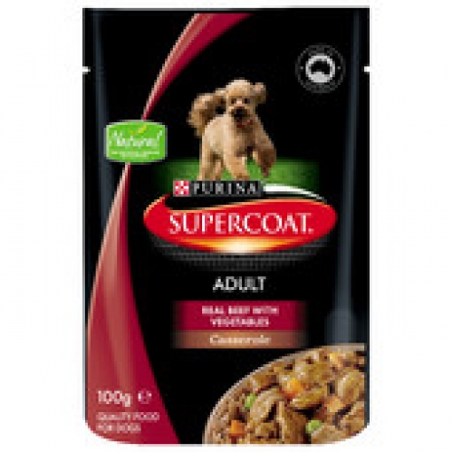 Supercoat Adult Casserole Beef Dog Food Pouch 100g