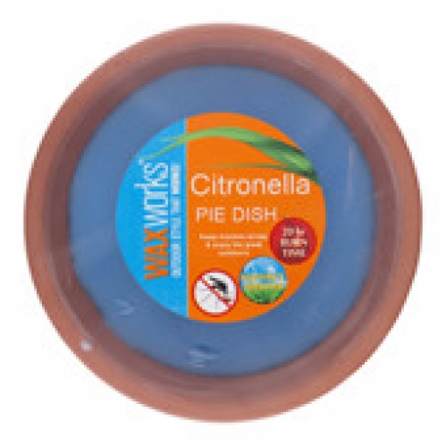 Waxworks Pie Dish Terracotta Citronella Candle 15cm