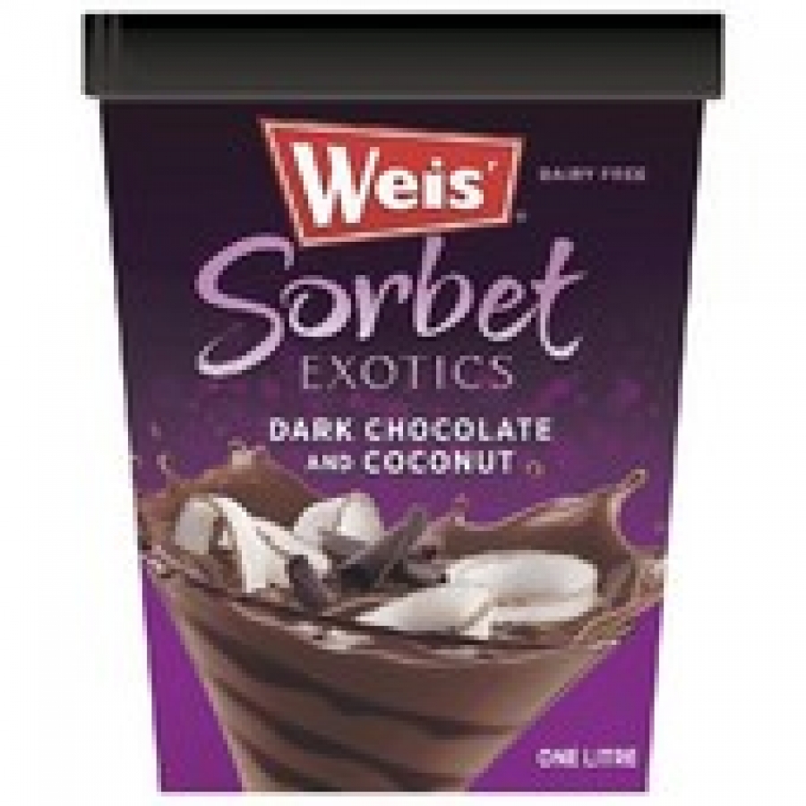 Weis Dark Chocolate & Coconut Frozen Fruit Ice Sorbet 1L