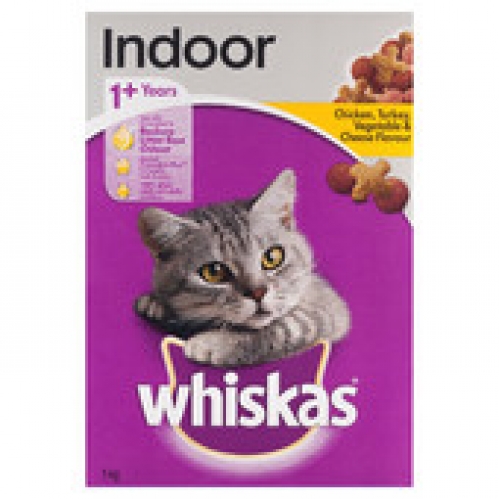 Whiskas Indoor Chicken Turkey Vegetables & Cheese Dry Cat Food 1kg