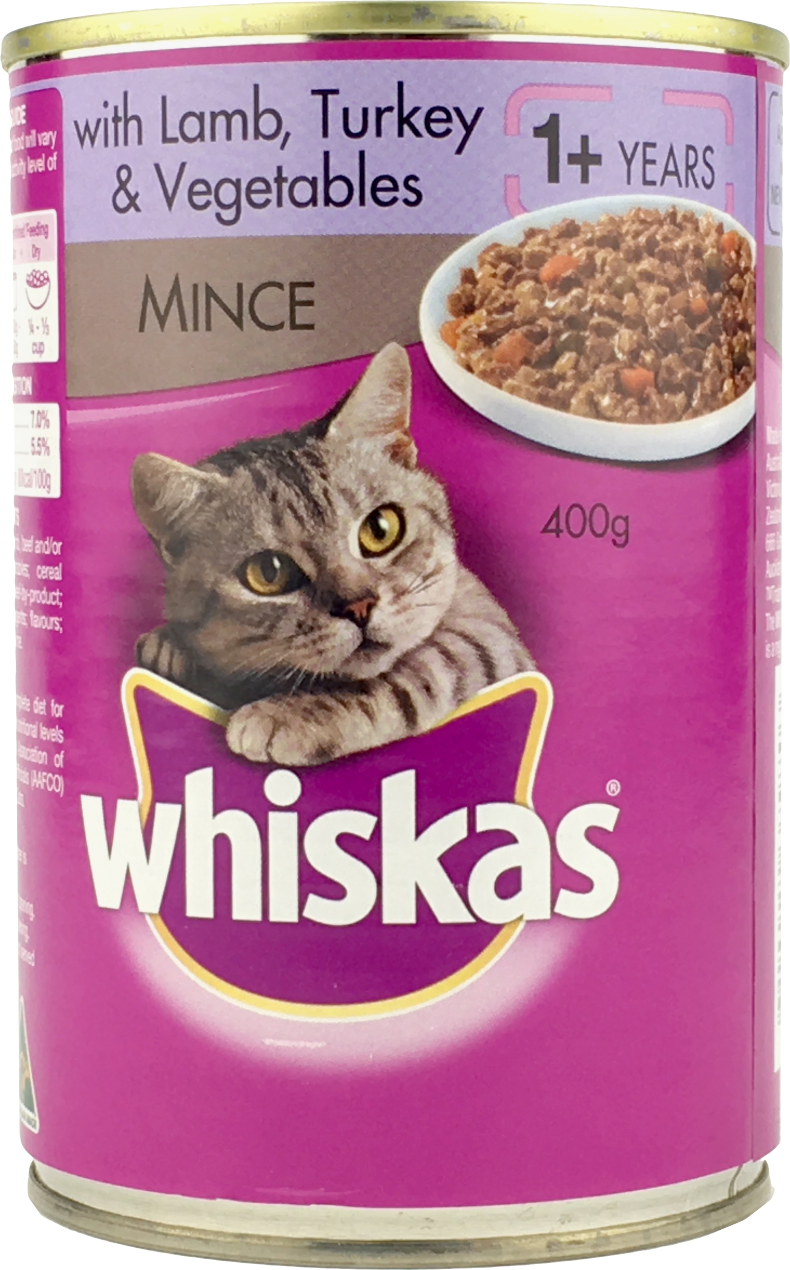 Whiskas Minced Lamb Turkey & Vegetables Canned Cat Food 400g