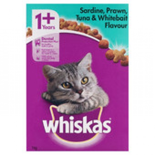 Whiskas Sardine Prawn Tuna & Whitebait Adult Dry Cat Food 1kg